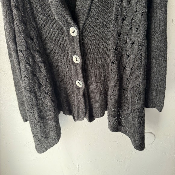 Dex Gray Knit Button Front Shawl Cardigan‎ Sweater Medium M Lagen Artsy Boho - Picture 5 of 7